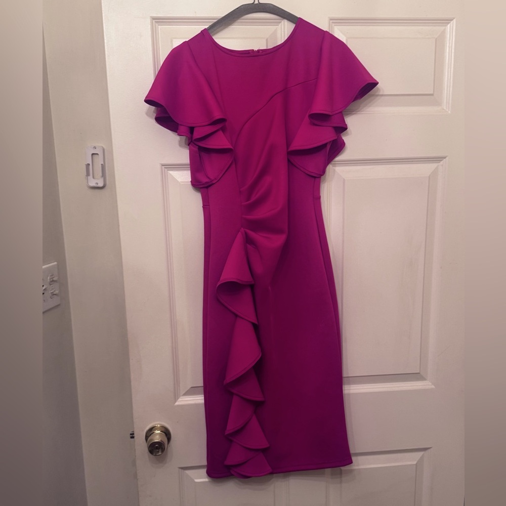 Elegant Magenta Ruffle Dress